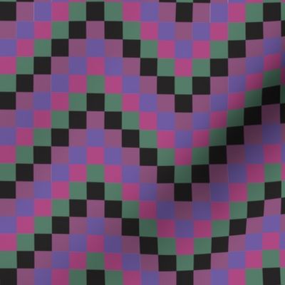 Pink, black, purple and green pixel chevron - Large scale