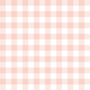 1/2" pale coral and white gingham check