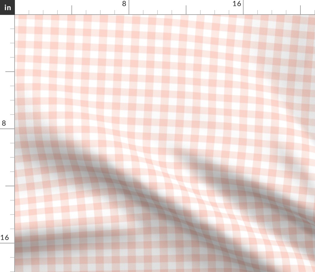 1/2" pale coral and white gingham check
