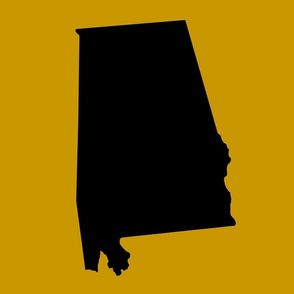 Alabama silhouette, 18x21" panel, black on gold - ELH