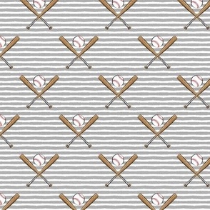 (small scale) baseball bats on stripes (grey) C22