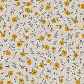 all over wild yellow flowers on beige