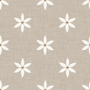 Star Flowers Dove Grey Linen