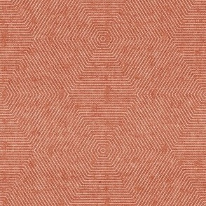 (small scale) Juniper hexagons - stripes-  terracotta  - LAD22