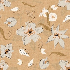 Freehand Florals Tawny Linen