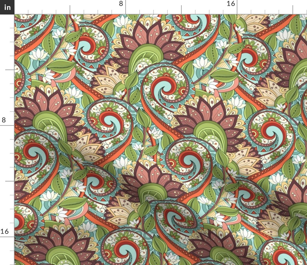 10,5 inch Floral pattern with abstract flowers f4_6-1