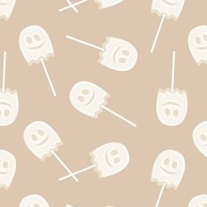 Ghost Lollipops - Halloween Candy - Cute Ghost on beige - LAD22