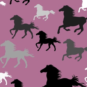 Running horses in mauve (large scale)