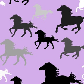 Running horses in light purple  (large scale)