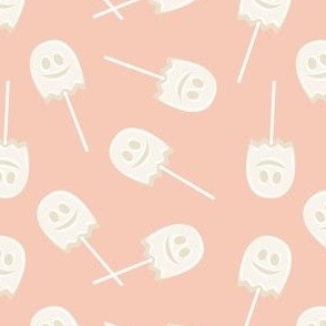 Ghost Lollipops - Halloween Candy - Cute Ghost on pale pink - LAD22