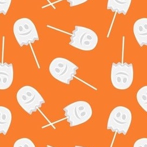 Ghost Lollipops - Halloween Candy - Cute Ghost on orange - LAD22
