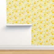 Boho Sunshine Floral in yellow XL scale by Pippa Shaw