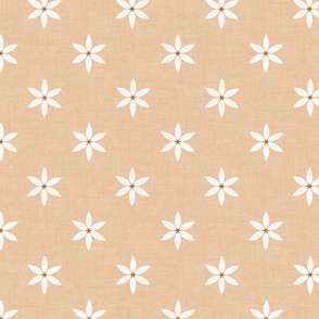 Star Flowers Coral Linen