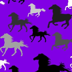 Running horses in dark purple (large scale)