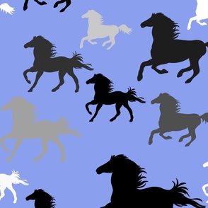Running horses in purple  (large scale)