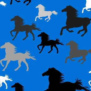 Running horses in dark blue (large scale)