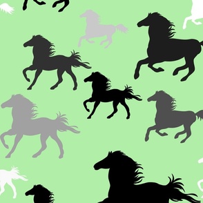 Running horses in mint green (large scale)