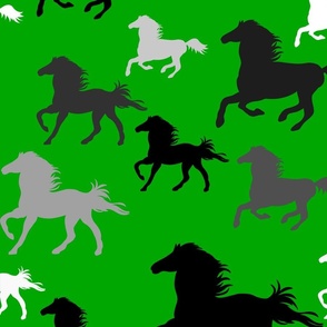 Running horses in green (large scale)