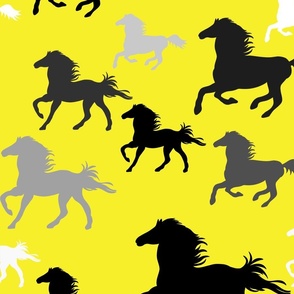 Running horses in bright yellow  (large scale)