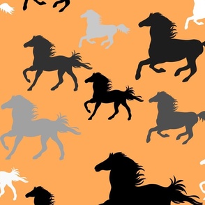 Running horses in pumpkin orange  (large scale)