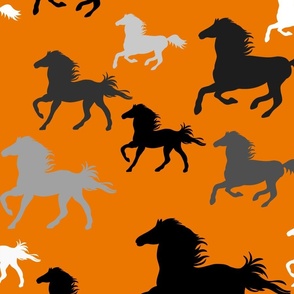 Running horses in burnt orange  (large scale)