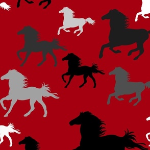 Running horses in red (large scale)