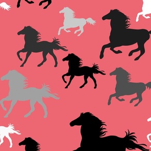 Running horses in fuchsia (large scale)