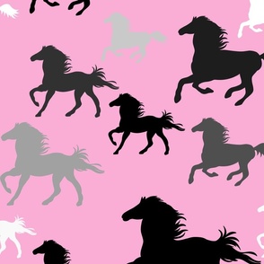 Running horses in pink (large scale)