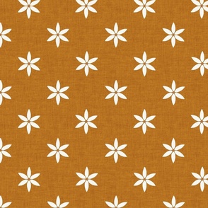 Star Flowers Caramel Linen