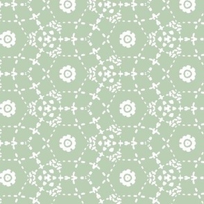 Boheme - Bohemian Geometric Sage Green White Regular Scale