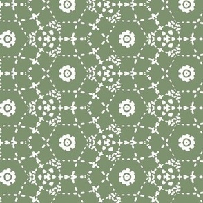 Boheme - Bohemian Geometric Moss Green White Regular Scale