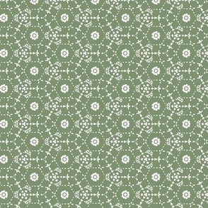 Boheme - Bohemian Geometric Moss Green White Small Scale