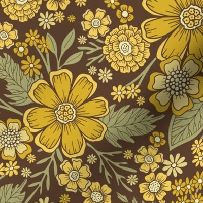 Yellow, Brown & Sage Floral
