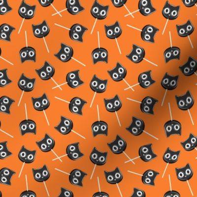 (small scale) Black Cat Lollipops - Cute Halloween Suckers - orange - LAD22