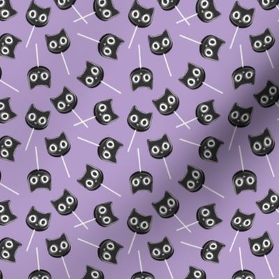 (small scale) Black Cat Lollipops - Cute Halloween Suckers - purple - LAD22