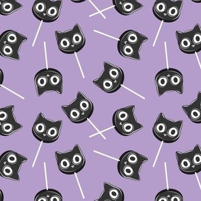 Black Cat Lollipops - Cute Halloween Suckers - purple - LAD22