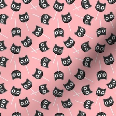 (small scale) Black Cat Lollipops - Cute Halloween Suckers - pink - LAD22
