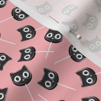 (small scale) Black Cat Lollipops - Cute Halloween Suckers - pink - LAD22