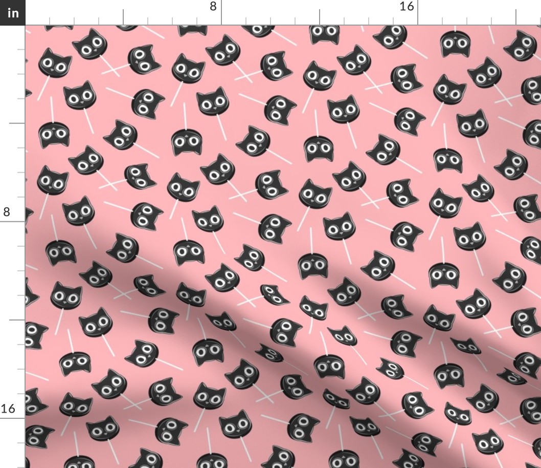 Black Cat Lollipops - Cute Halloween Suckers - pink - LAD22