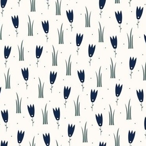 springtime tulips and grass on ivory