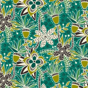 Lanie Boho Garden (Teal / Green)  - Medium