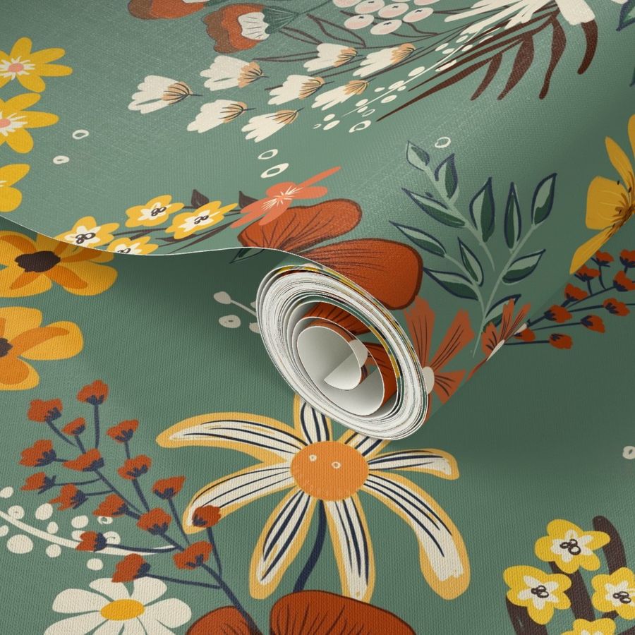 Boho Flower Dreams Wallpaper | Spoonflower