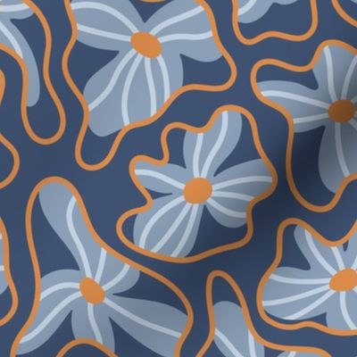 Amoeba flowers are blooming (Dark blue and Orange)
