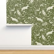 Woodland Wonderland moss green large scale