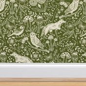 Woodland Wonderland moss green large scale