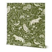 Woodland Wonderland moss green large scale