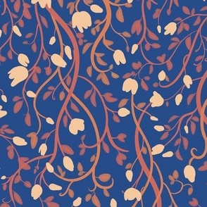 Vintage pattern on blue