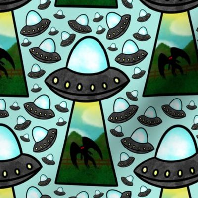 Mothman Alien Abduction Ice Blue Background