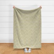 Floral Wilderness Mini- Sage Green Background- Vintage Pretty Flowers- Gold- Mustard- Yellow -Jade- Green- Earth Tones Boho Spring Fabric- Summer- Fall- Wallpaper- Large Scale