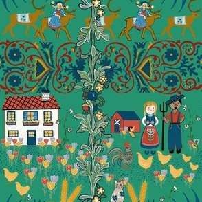 Folk Art in Emerald Green